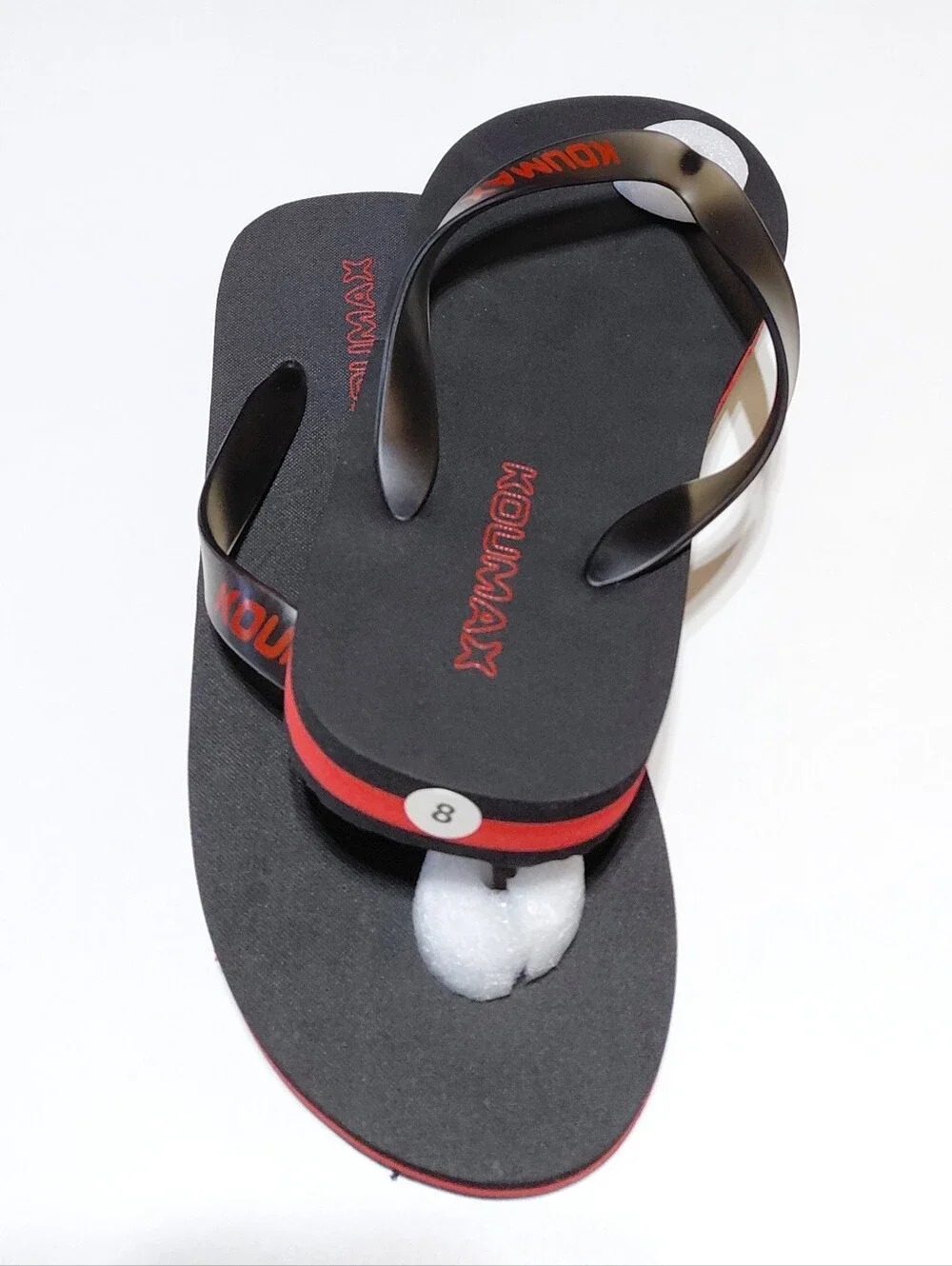 KOUMAX Men's Black & Red Shock Absorption Flip Flop Thong  Sandals Size 8